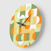 Oranje zonnig, donkergroen kunstpatroon grote klok (Hoek)
