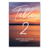 Oranje zonsondergang bij een meer foto Custom Wedd Kaart (Voorkant)