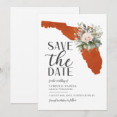 Oranje Zonsondergang Bloemrijke Florida Bestemming Save The Date (Voorkant / Achterkant)