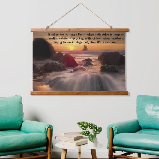 Oranje zonsondergang boven de oceaan hangend wandkleed (Woonkamer)