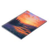 Oranje zonsondergang boven een majestueus bos notitieboek (Linkerzijde)