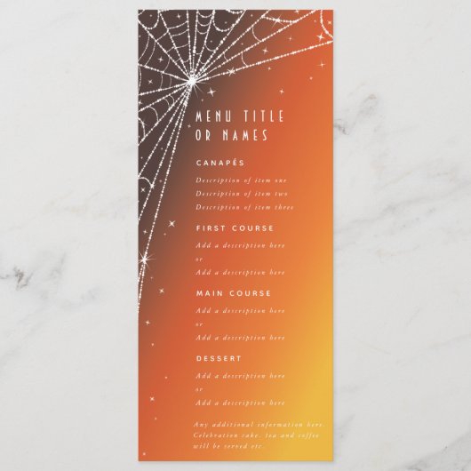 Oranje Zonsondergang Diamant Spinnenweb Plat 4-tra Menu (Voorkant)