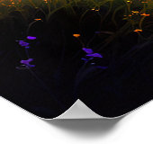 Oranje zonsondergang en de sierlijke Sakuraboom Poster (Hoek)