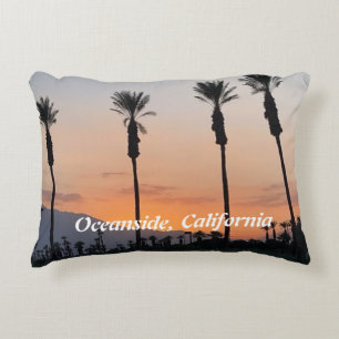 Oranje zonsondergang in Oceanside Californië Accent Kussen