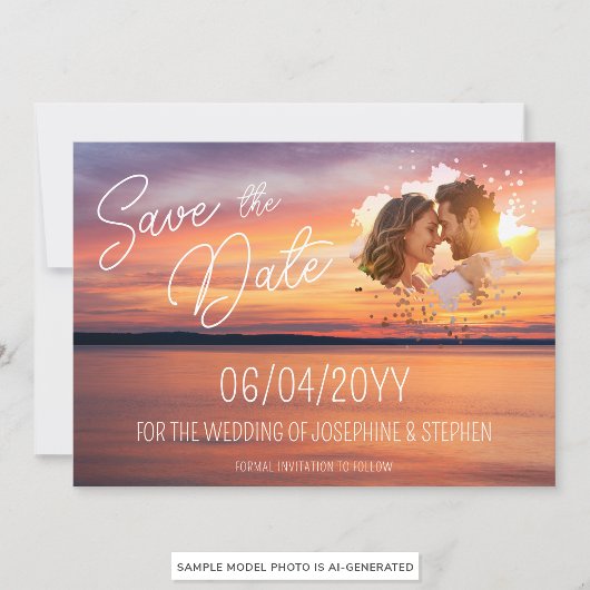 Oranje Zonsondergang Met Aangepaste Koppel Foto Br Save The Date