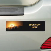 Oranje zonsondergang met aanpasbare bomen bumpersticker (Op auto)
