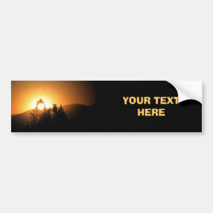 Oranje zonsondergang met aanpasbare bomen bumpersticker
