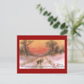 Oranje Zonsondergang Over Snowy Lane  Xmas Feestdagenkaart (Staand voorkant)