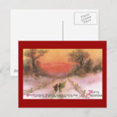 Oranje Zonsondergang Over Snowy Lane  Xmas Feestdagenkaart (Voorkant / Achterkant)