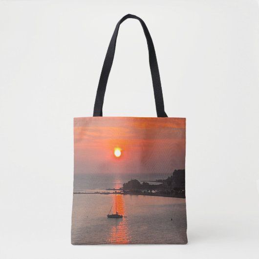 Oranje zonsondergang over Zeeen Tote Bag (Voorkant)