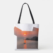 Oranje zonsondergang over Zeeen Tote Bag (Achterkant)