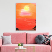 Oranje Zonsondergang Sky Painting Wrapped Canvas (Insitu (Woonkamer))