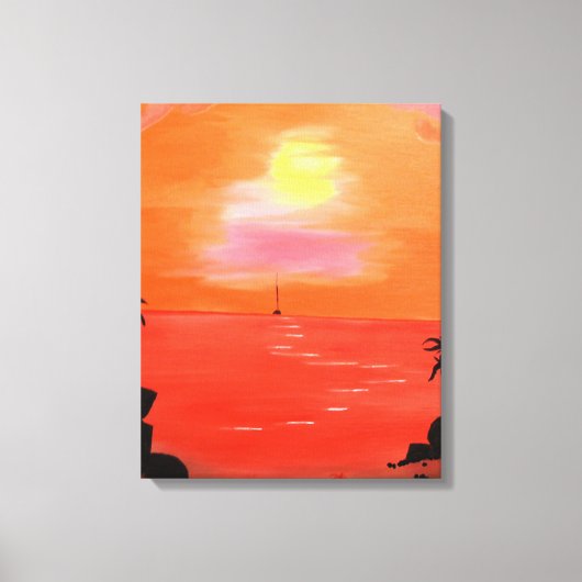Oranje Zonsondergang Sky Painting Wrapped Canvas Afdruk (Voorkant)