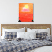 Oranje Zonsondergang Sky Painting Wrapped Canvas Afdruk (Insitu (Slaapkamer))