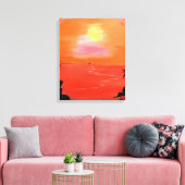 Oranje Zonsondergang Sky Painting Wrapped Canvas Afdruk (Insitu (Woonkamer))