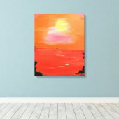 Oranje Zonsondergang Sky Painting Wrapped Canvas Afdruk (Insitu (Houten vloer))