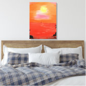 Oranje Zonsondergang Sky Painting Wrapped Canvas Afdruk (Insitu (Slaapkamer))