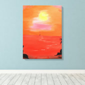 Oranje Zonsondergang Sky Painting Wrapped Canvas Afdruk (Insitu (Houten vloer))