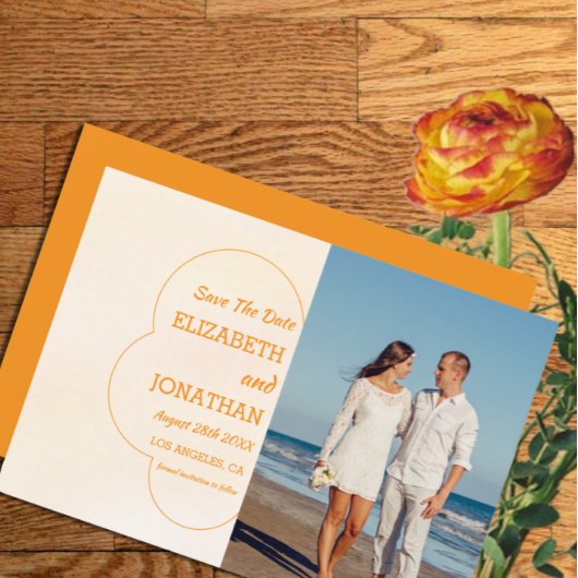 Oranje Zonsondergang Trouwen Save The Date