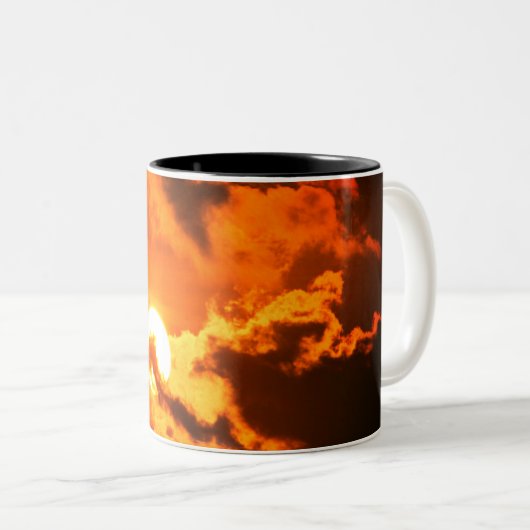 Oranje zonsondergang tweekleurige koffiemok (Voorkant rechts)