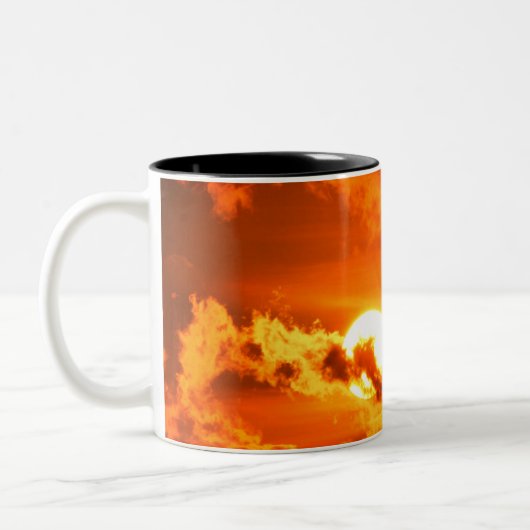 Oranje zonsondergang tweekleurige koffiemok (Links)