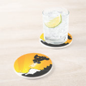 oranje zonsondergang. zandsteen onderzetter (Zijkant)