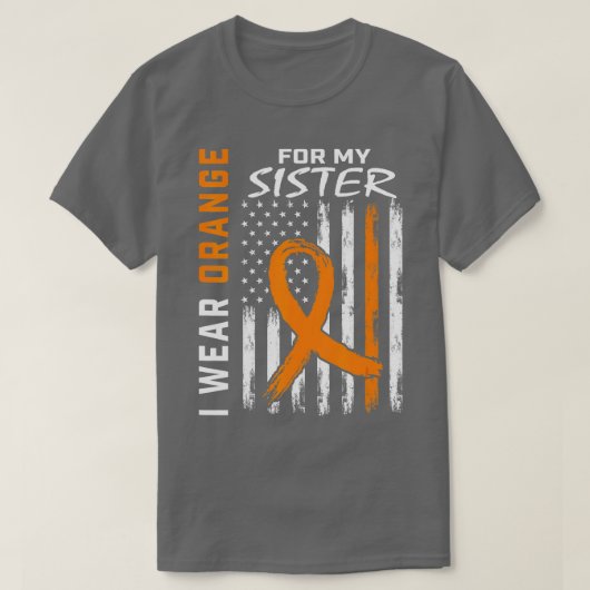 Oranje zuster Leukemie Bewustheid Vlag Broer Sibl T-shirt (Design voorkant)