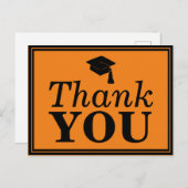 Oranje zwart Afstudeerder Pet Dank u Briefkaart (Voorkant / Achterkant)