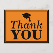 Oranje zwart Afstudeerder Pet Dank u Briefkaart (Voorkant)