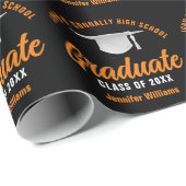 Oranje Zwart Afstuderen  Afstuderen Cadeaupapier (Rol Hoek)