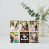 Oranje zwart Afstuderen Afstuderen voor fotocollag Briefkaart (Staand voorkant)