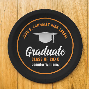 Oranje Zwart Afstuderen Custom 2025 Graduation Par Papieren Bordje