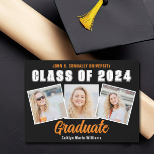 Oranje zwart Afstuderen fotocollage Afstuderen Aankondiging