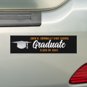 Oranje zwart Afstuderen gepersonaliseerd Afstudere Bumpersticker (Op auto)