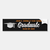 Oranje zwart Afstuderen gepersonaliseerd Afstudere Bumpersticker (Voorkant)