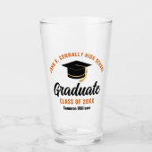 Oranje zwart Afstuderen gepersonaliseerd Afstudere Glas (Voorkant)