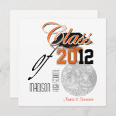 Oranje zwart afstuderen "klasse" sjabloon kaart (Voorkant / Achterkant)