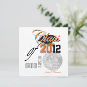 Oranje zwart afstuderen "klasse" sjabloon kaart (Staand voorkant)