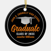 Oranje Zwart Afstuderen Personalized 2025 Afstuder Keramisch Ornament (Voorkant)