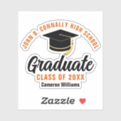 Oranje Zwart Afstuderen Personalized 2025 Afstuder Sticker (Vel)