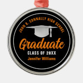 Oranje zwart Afstuderen, speciaal voor kerstmis Metalen Ornament (Voorkant)