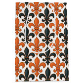 Oranje Zwart Barok Fleur-de-lis Patroon Ontwerp  Medium Cadeauzakje (Voorkant)