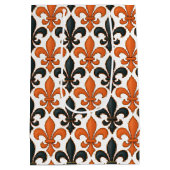 Oranje Zwart Barok Fleur-de-lis Patroon Ontwerp  Medium Cadeauzakje (Achterkant)
