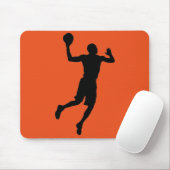 Oranje zwart basketbalspeler silhouet muismat (Met muis)