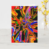 Oranje - zwart - blauw - Abstract ventilatorontwer Kaart (Gele Bloem)