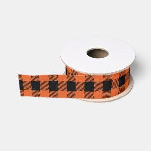 Oranje Zwart Buffalo Plaid Gingham Houthakker Grosgrain Lint