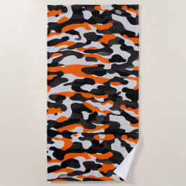 Oranje zwart camouflage-buisdoek strandlaken