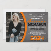 Oranje & Zwart Chalkboard Afstuderen Aankondiging (Voorkant)