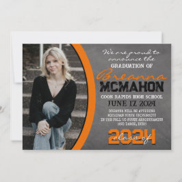 Oranje & Zwart Chalkboard Afstuderen Aankondiging