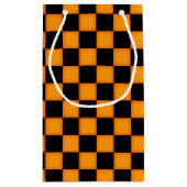 Oranje zwart cheque patroon kleine cadeautas (Achterkant)